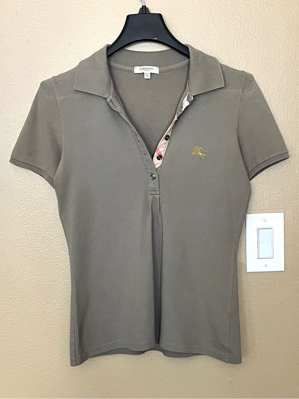 BURBERRY London Women's Polo Shirt Top Short Sleeves Green COTTON Size Small